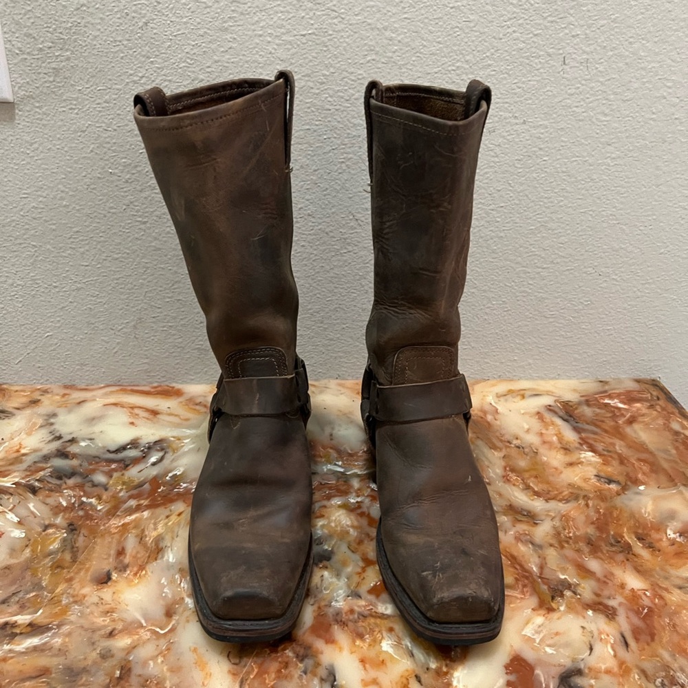 Frye Distressed Brown Leather Western Boots